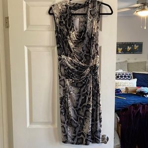 Beautiful Dorothy Perkins, snakeskin dress. Cowl neck, gathered detail. UK 10